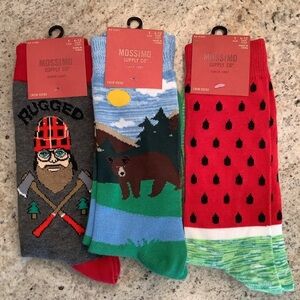 Bundle of 3 Mossimo Supply Co. Men's Fun Graphic Crew Socks - Gray, Blue, Red
